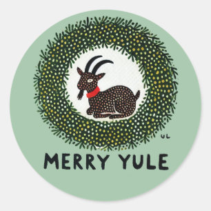 Adesivo Redondo Feliz Yule Goat