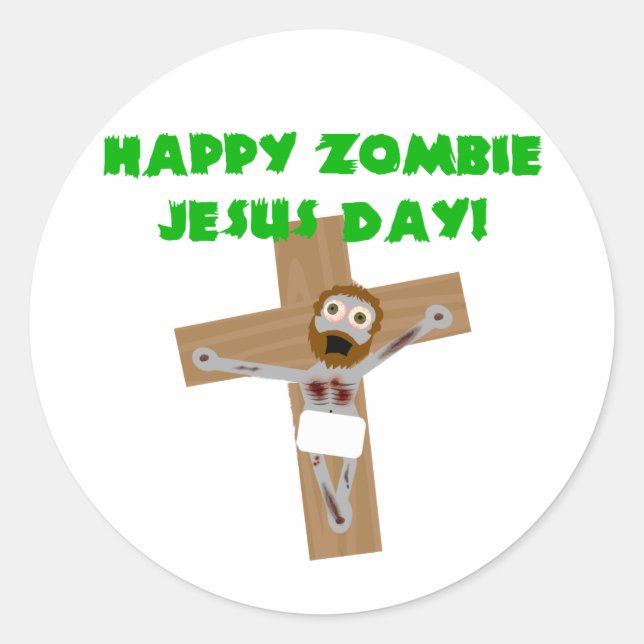 Adesivo Redondo Feliz Zombie Jesus Day (Frente)