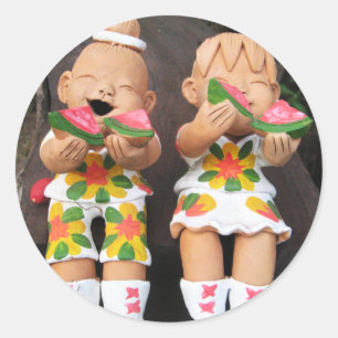 Adesivo Redondo Felizes Amigos da Melancia