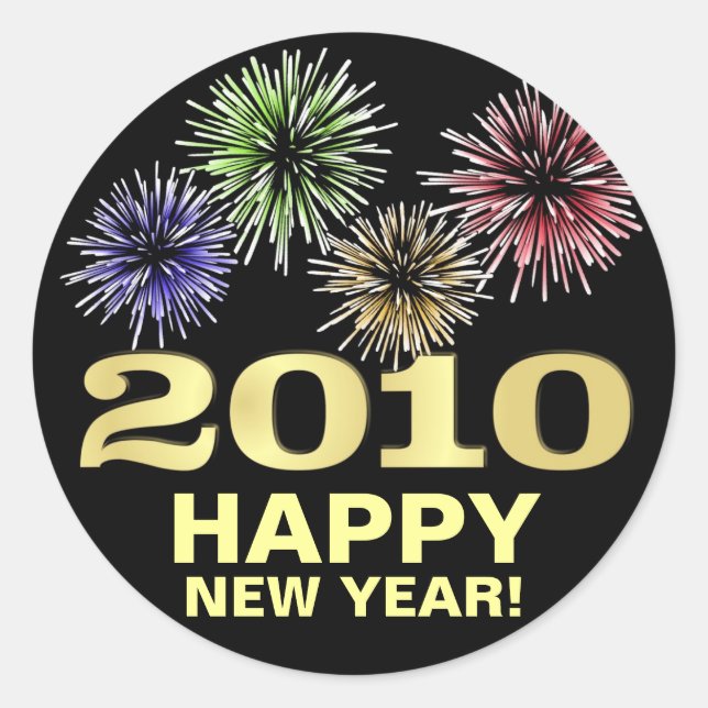 Adesivo Redondo felizes anos novos 2010 (Frente)