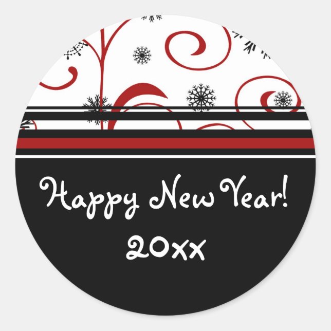Adesivo Redondo Felizes anos novos para neve e espirros (Frente)