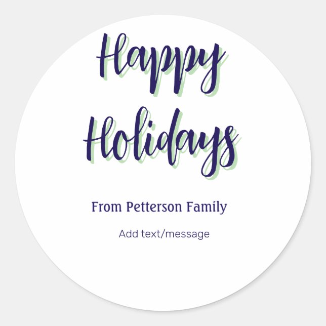 Adesivo Redondo Felizes feriados azuis na moda (Frente)