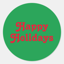 Adesivo Redondo "Felizes Feriados", Natal verde vermelho