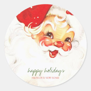 Adesivo Redondo Felizes Festas, Papai Noel Retro