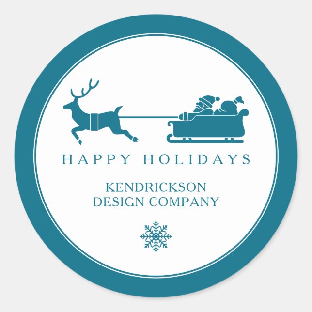 Adesivo Redondo FELIZES HOLIDAYS SANTA CLAUS Corporate Business Cl (Frente)