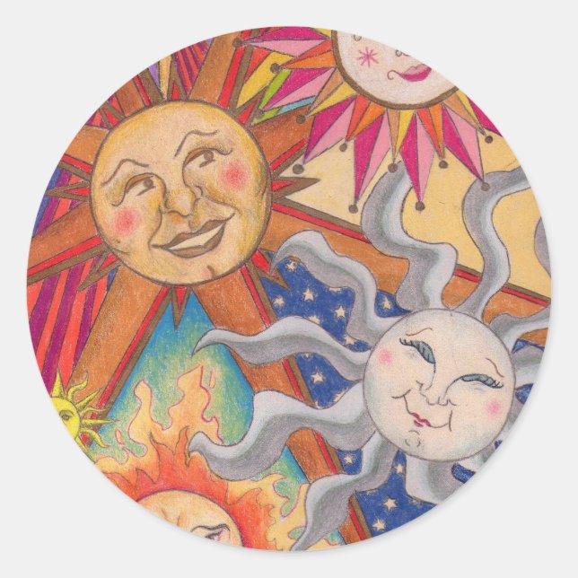 Adesivo Redondo Felizes sóis (Frente)