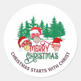 Adesivo Redondo FELIZMENTE CHRISTMAS MUSHROOM Christian