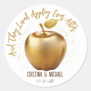 Adesivo Redondo Felizmente Depois De Caramel Apple Wedding Favor