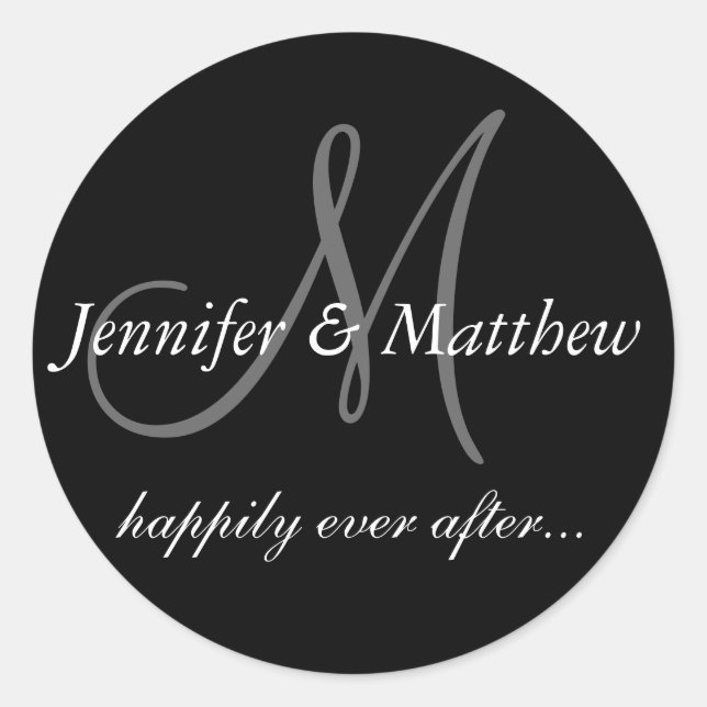 Adesivo Redondo Felizmente Depois Dos Rótulos De Favor De Casament (Frente)