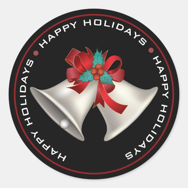 ADESIVO REDONDO FELIZMENTE FÉRIAS, O NATAL PERTENCE A PRETO (Frente)