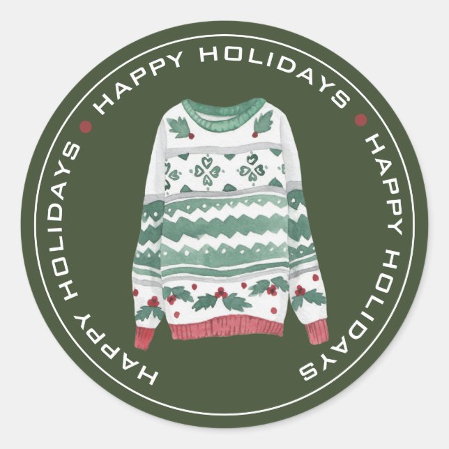 ADESIVO REDONDO FELIZMENTE FÉRIAS, SUÉCIA DE NATAL (Frente)