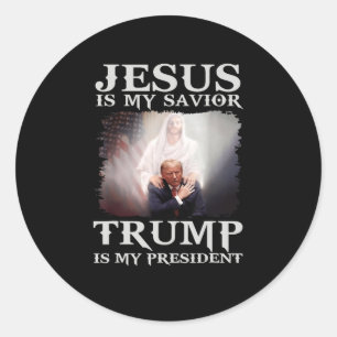 Adesivo Redondo Felon Jesus é meu salvador Trump é meu pré
