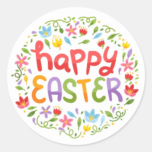 Adesivo Redondo Felz pascoa (Happy Easter Holiday Stickers!)