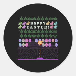 Adesivo Redondo Felz pascoa 2025 - Meme Bunny Gaming Tee