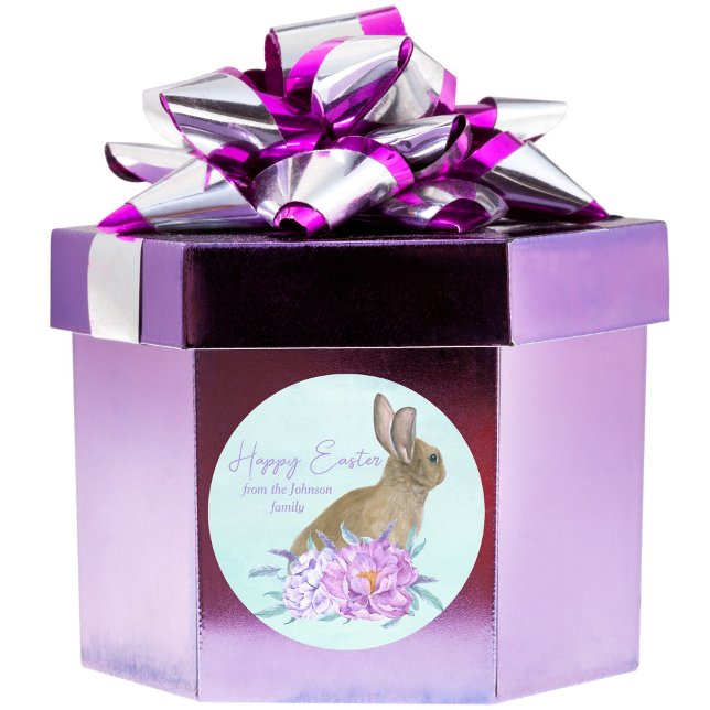 Adesivo Redondo Felz pascoa Belo Pastel Bunny Partido Personalizad (Criador carregado)