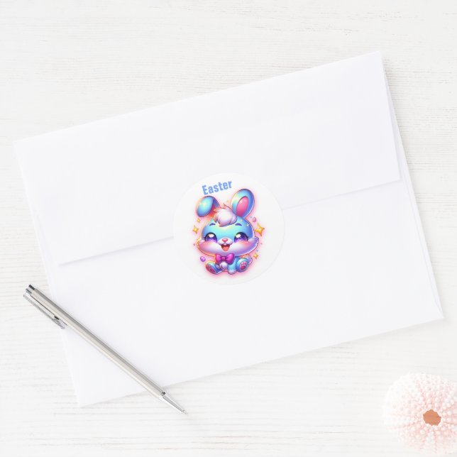 Adesivo Redondo Felz pascoa bonito | (Envelope)