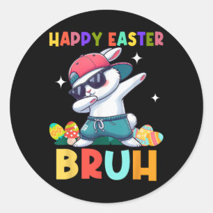 Adesivo Redondo Felz pascoa Bruh Bunny Dab Rabbit Boys Crianças