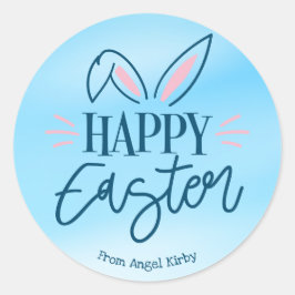 Adesivo Redondo Felz pascoa Bunny Ears, Simples