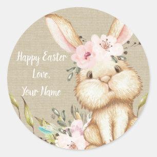 Adesivo Redondo Felz pascoa Bunny Personalizado
