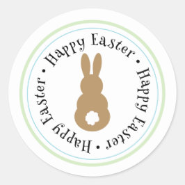 Adesivo Redondo Felz pascoa Bunny Silhouter Sticker