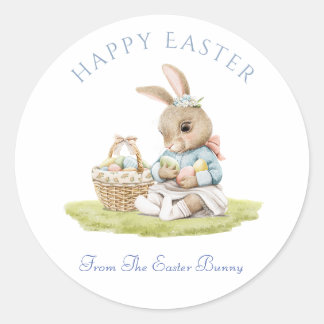 Adesivo Redondo Felz pascoa Bunny Stickers com Personalização