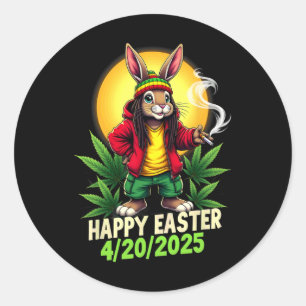 Adesivo Redondo Felz pascoa Bunny Weed