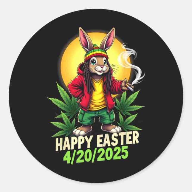 Adesivo Redondo Felz pascoa Bunny Weed (Frente)