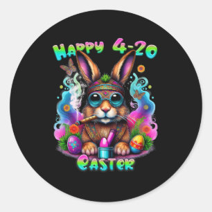 Adesivo Redondo Felz pascoa Coelho Fumando Semana Engraçado