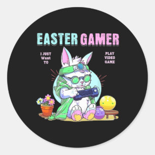 Adesivo Redondo Felz pascoa Cony Funny Gamer Video Game Boys Gir