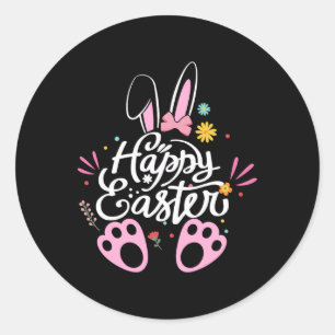 Adesivo Redondo Felz pascoa Cute Bunny Rabbit Ovo Dia 2024 Mulhere