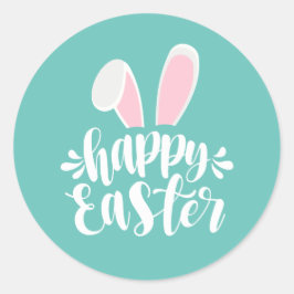 Adesivo Redondo Felz pascoa de Ouvidos de Coelhinho Simples | Veda