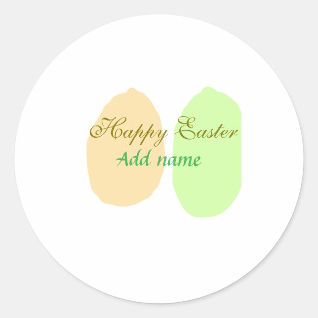 Adesivo Redondo Felz pascoa de ovo verde laranja adicionar nome me (Frente)