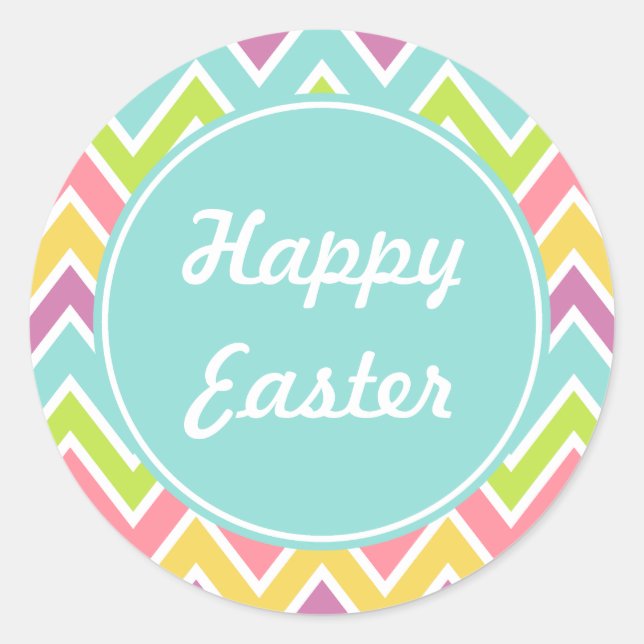 Adesivo Redondo Felz pascoa de Pastel (Frente)