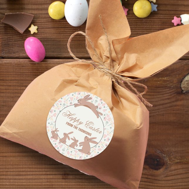 Adesivo Redondo Felz pascoa de Primavera de Blocos de Pastel (Criador carregado)