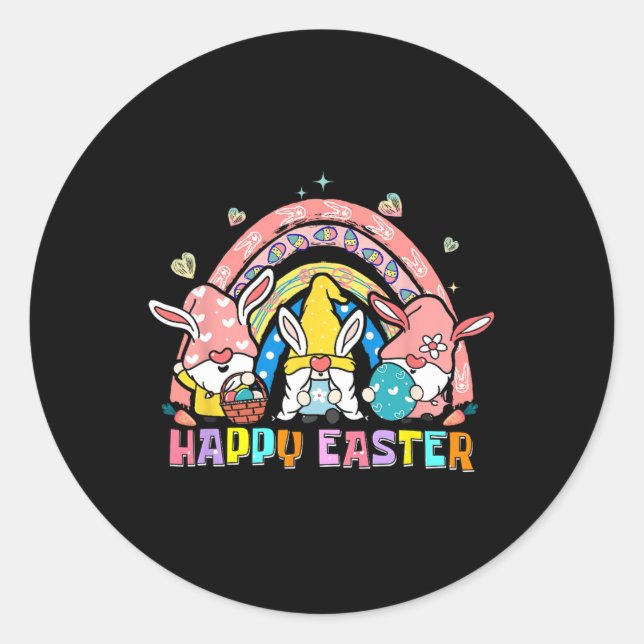 Adesivo Redondo Felz pascoa Dia Coelhinho Gnomo Páscoa Ovino Gno (Frente)