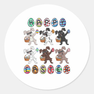 Adesivo Redondo Felz pascoa Dia Dabbing Rabbits Ovos Rapazes