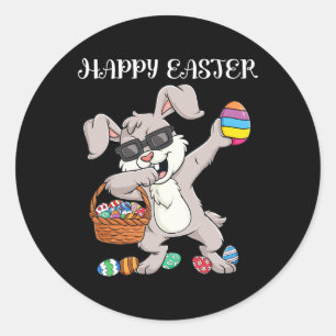 Adesivo Redondo Felz pascoa Dia De Dabbing Rabbit Ovos Toddler Men