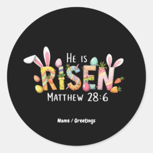 Adesivo Redondo Felz pascoa! Ele É Risen Celebrar Jesus Cristo