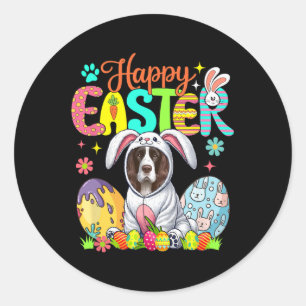 Adesivo Redondo Felz pascoa English Springer Spaniel Cosplay Bunn