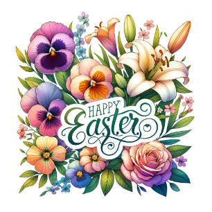 Adesivo Redondo Felz pascoa Floral Greeting Springtime