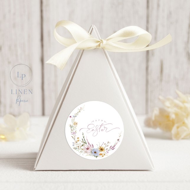 Adesivo Redondo Felz pascoa Flower Wreath (Criador carregado)