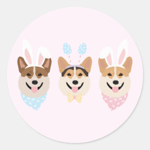 Adesivo Redondo Felz pascoa Pembroke Welsh Corgi