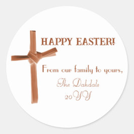 Adesivo Redondo Felz pascoa Personalizado Palm Cross Earthy Family