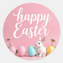 Adesivo Redondo Felzs pascoa com ovos e coelho