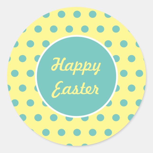Adesivo Redondo Felzs pascoa redondos (Pastel Yellow & Aqua) (Frente)