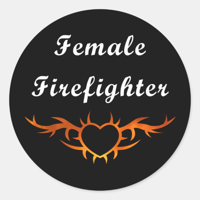Adesivo Redondo Female Firefighter Tattoo (Frente)