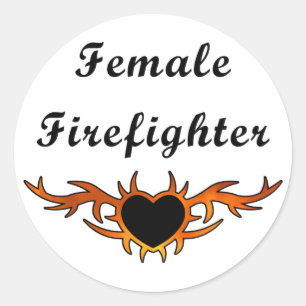 Adesivo Redondo Female Firefighter Tattoo