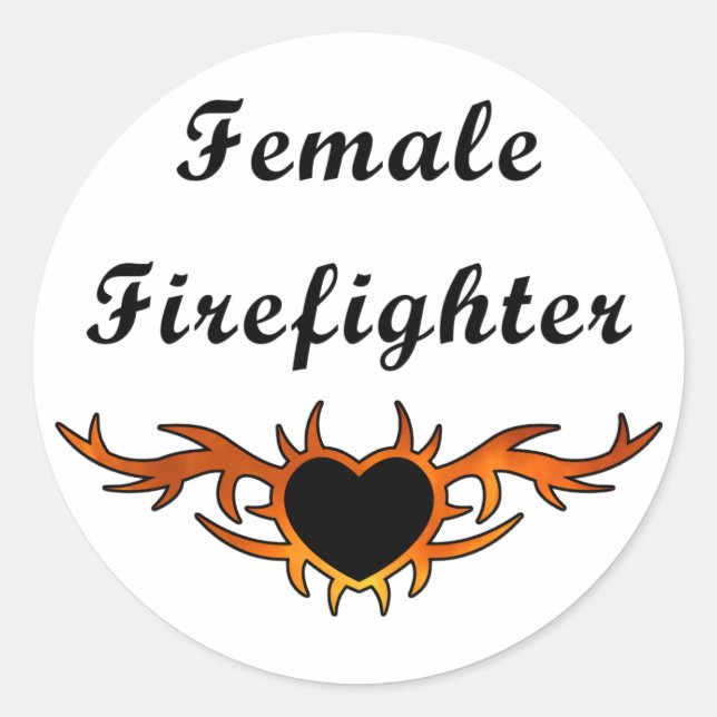 Adesivo Redondo Female Firefighter Tattoo (Frente)