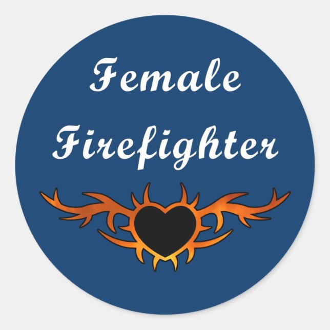 Adesivo Redondo Female Firefighter Tattoo (Frente)