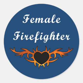 Adesivo Redondo Female Firefighter Tattoo